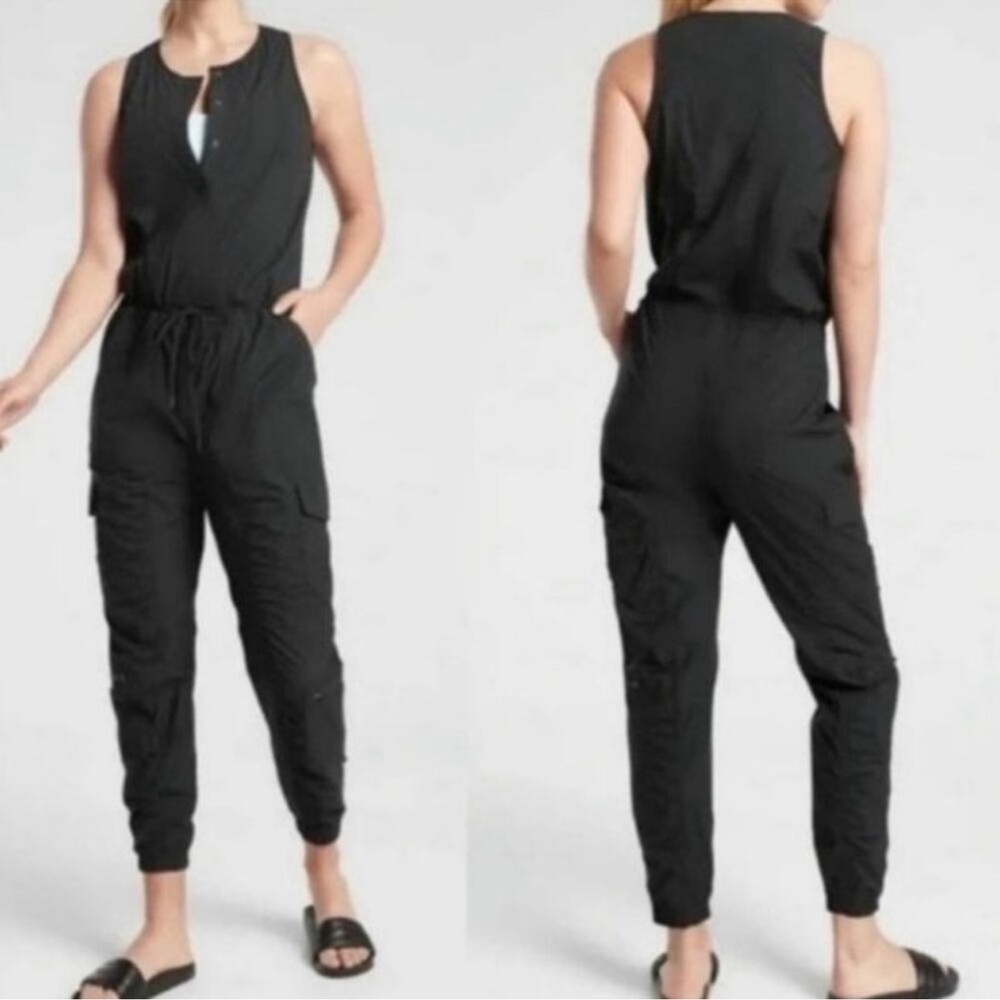 Athleta Black Sleeveless Cargo Jumpsuit